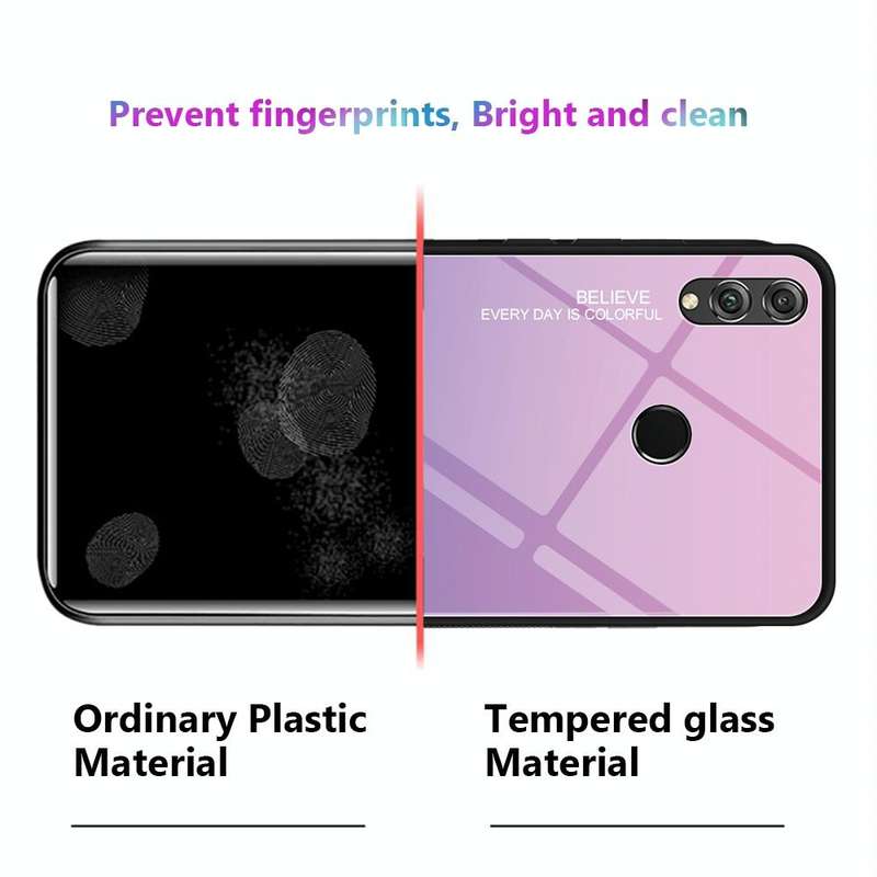 For Huawei Honor 8X Gradient Color Glass Case(Purple)