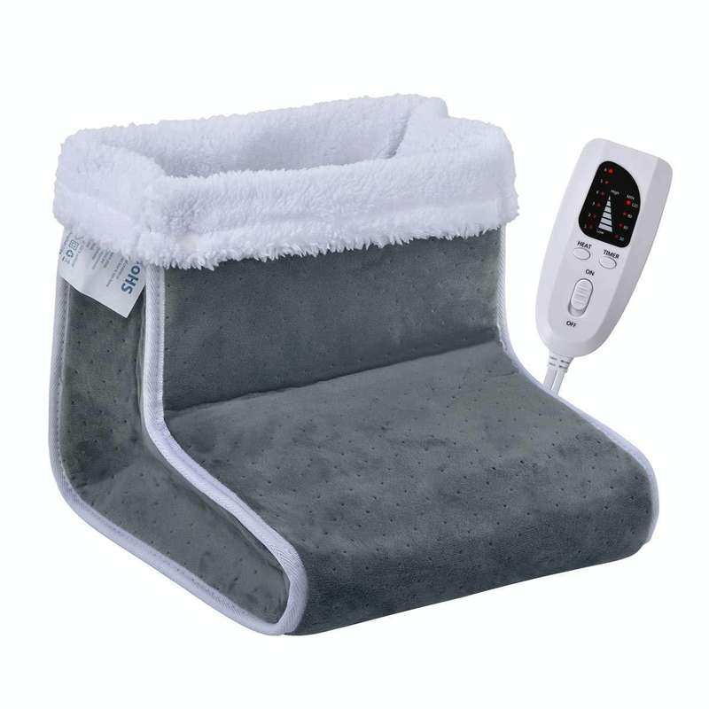 Plug-in High-top Electric Foot Warmer Heated Foot Warmer Boots UK Plug 240V(Dark Gray)