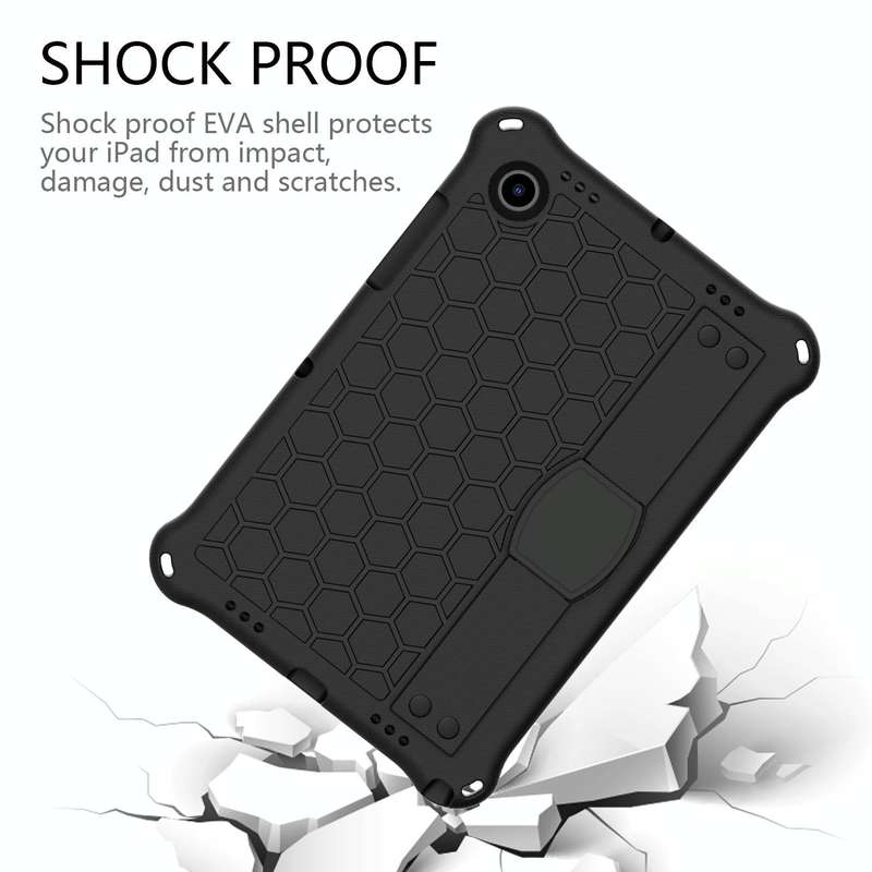 For Galaxy Tab A8 10.5 2021 X200/X205 Honeycomb EVA+PC Tablet Case with Strap(Black+Black)