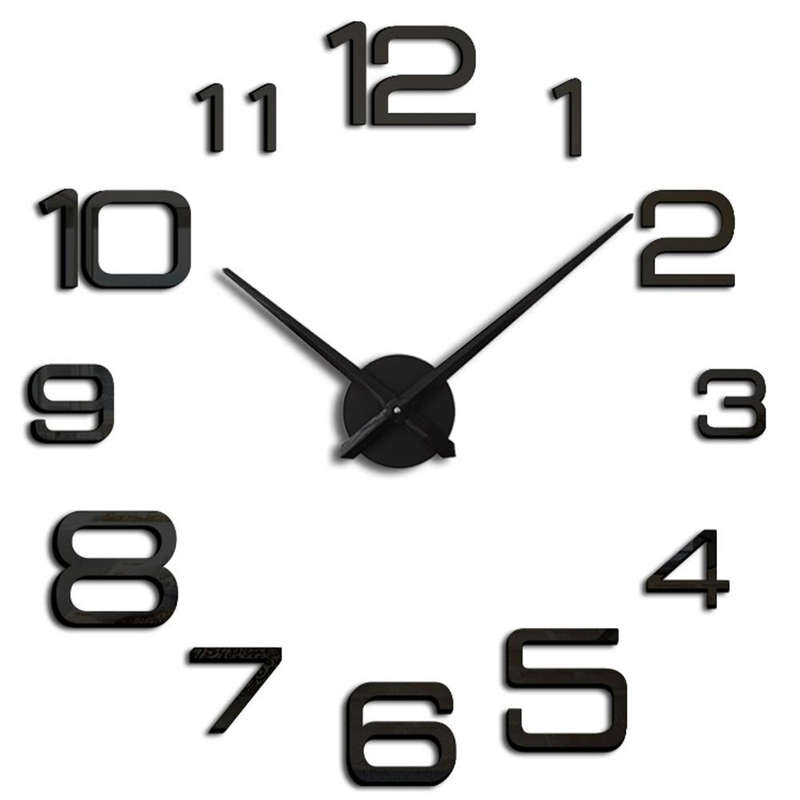 Acrylic Digital Wall Clock Home Living Room Wall Sticker Clock(Black)