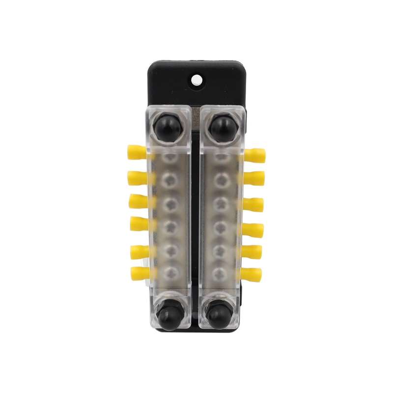 CP-3024 150A 12-48V RV Yacht Double-row 6-way Busbar with 16pcs Terminals(Black)