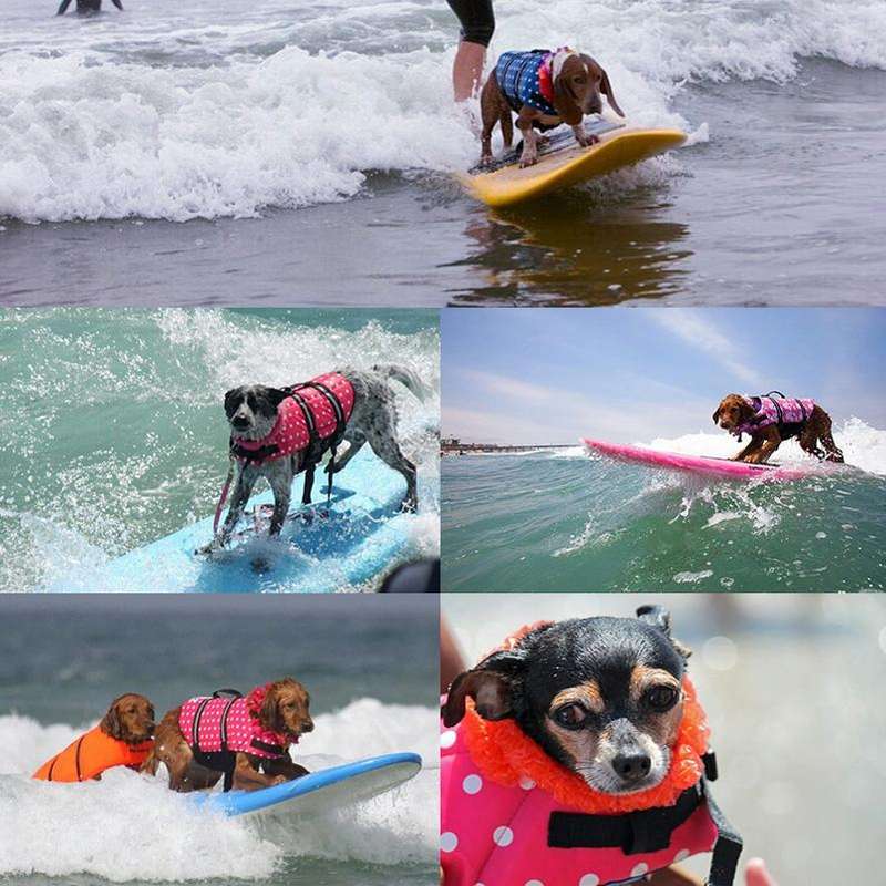 Pet Saver Dog Reflective Stripes Life Vest Jacket for Swimming Boating Surfing, Size: S (Pink Dot)