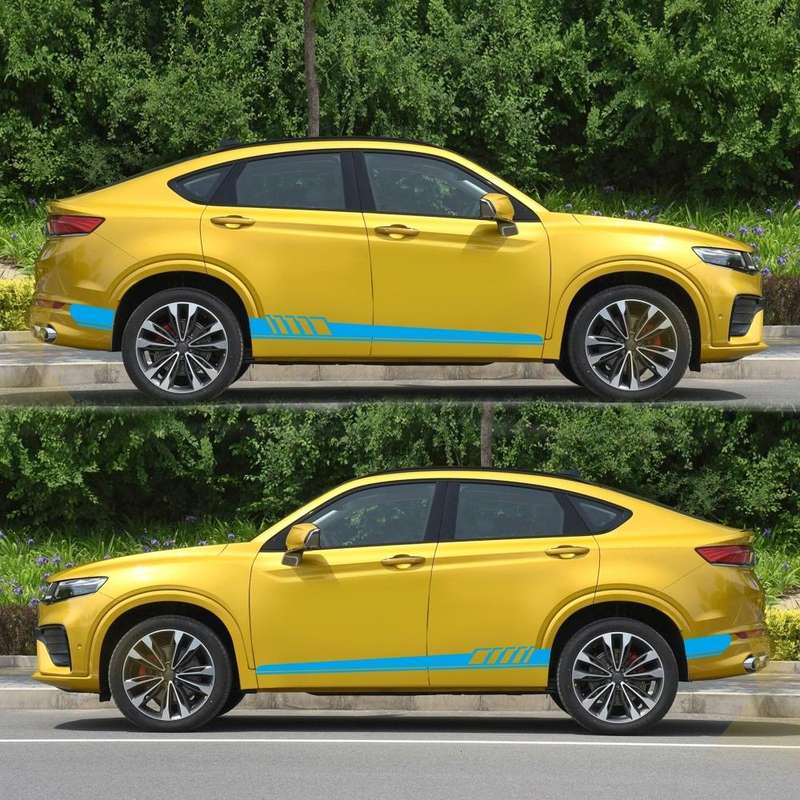 2 PCS/Set D-608 Stripe Pattern Car Modified Decorative Sticker(Blue)