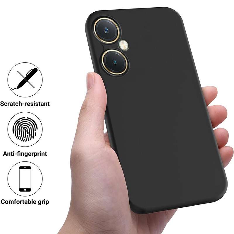 For vivo Y27 4G Pure Color Liquid Silicone Shockproof Phone Case(Black)
