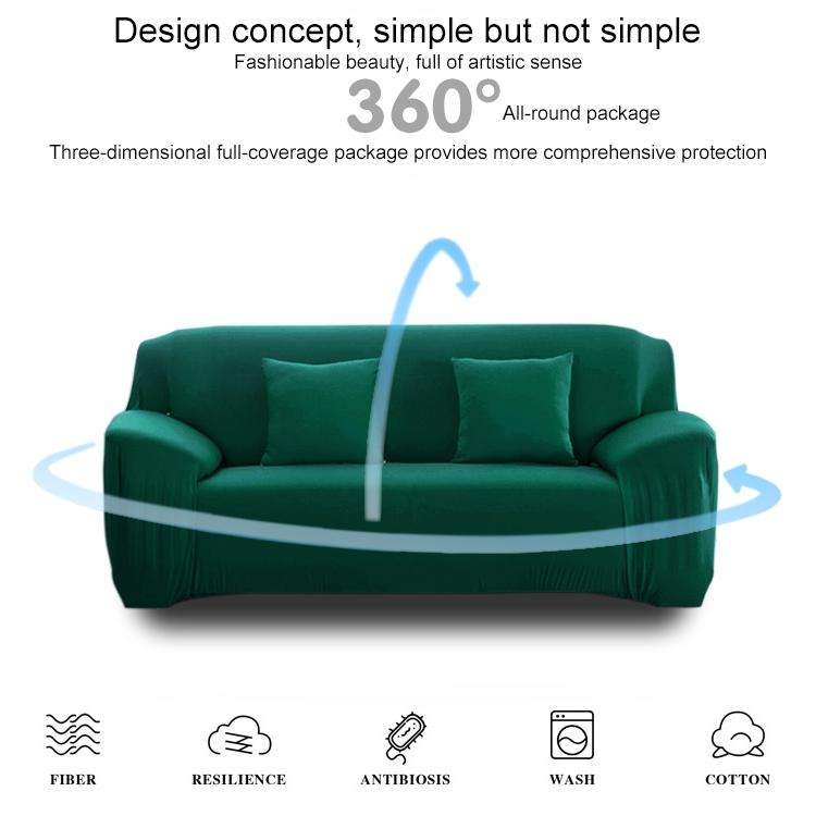 Four Seasons Solid Color Elastic Full Coverage Non-slip Sofa Cover(Dark Green)