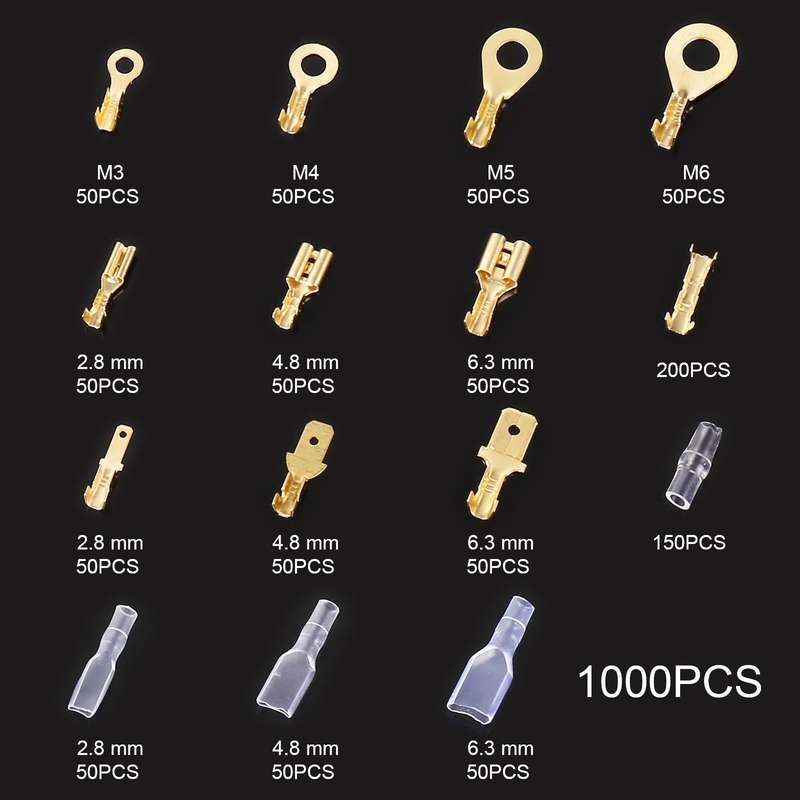 1000 in 1 Cable Spade Plug Connector DIY Terminal Connectors
