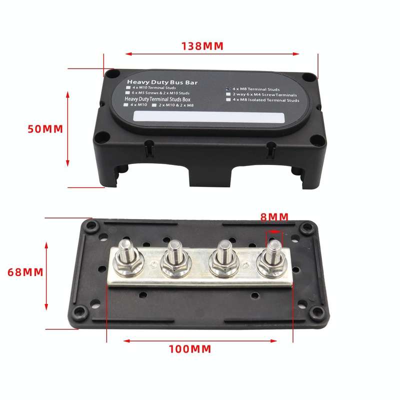 CP-3089-01 300A 48V 4-way M8 Terminal Busbar(Black)