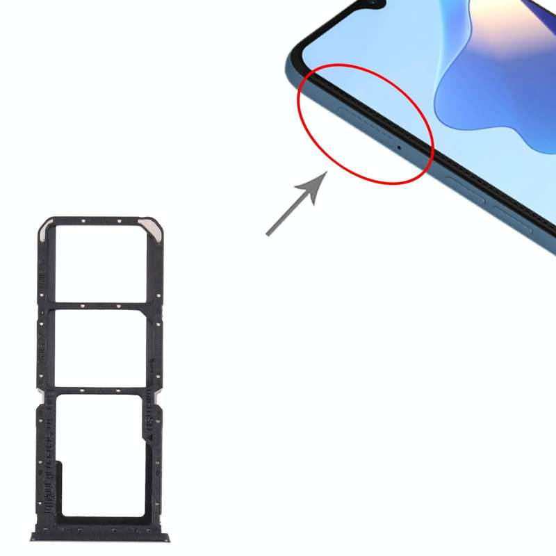 For OPPO A54S CPH2273  SIM Card Tray + SIM Card Tray + Micro SD Card Tray (Black)
