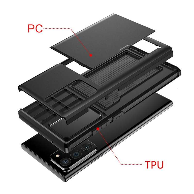 For Samsung Note20 Ultra Shockproof Rugged Armor Protective Case with Card Slot(Black)