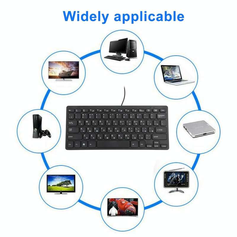 TT-A01 Ultra-thin Design Mini Wired Keyboard, Russian Version (Black)