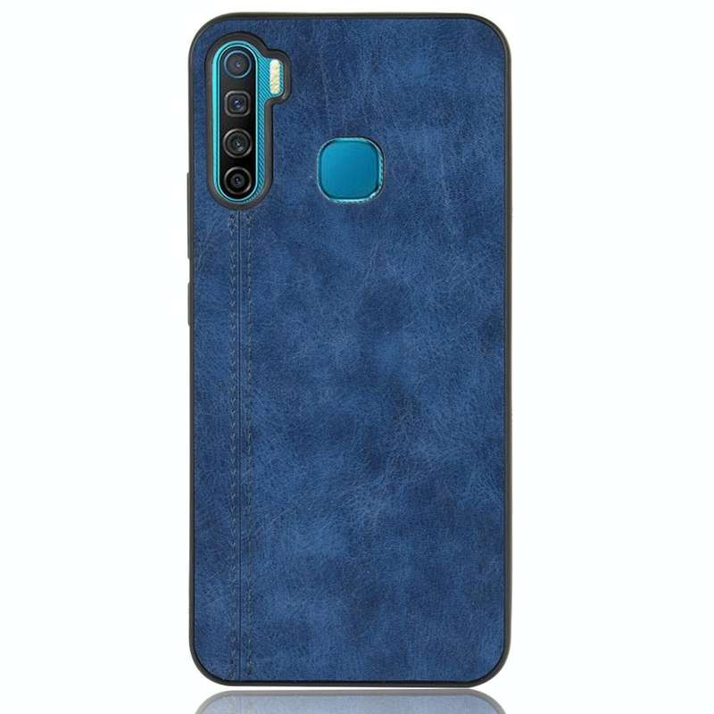 For Infinix S5 / S5 Lite/ X652 Shockproof Sewing Cow Pattern Skin PC + PU + TPU Case(Blue)