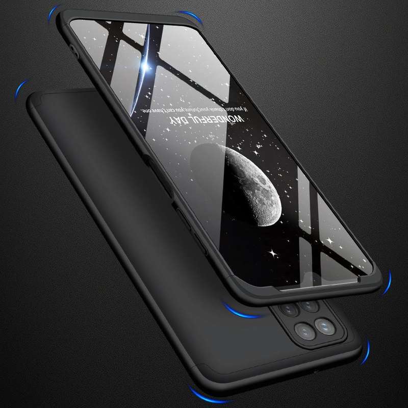 For Samsung Galaxy A12 GKK Three Stage Splicing Full Coverage PC Case(Black)