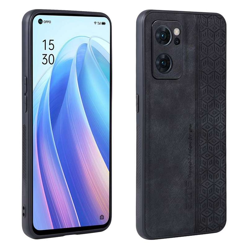For OPPO Reno7 5G AZNS 3D Embossed Skin Feel Phone Case(Black)