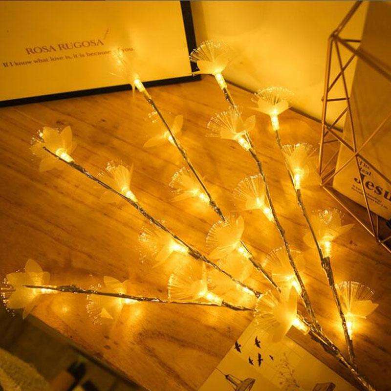 LED Fiber Optic Flower Twig Light String Room Bedroom Romantic Decoration Lantern(Brown Branches)