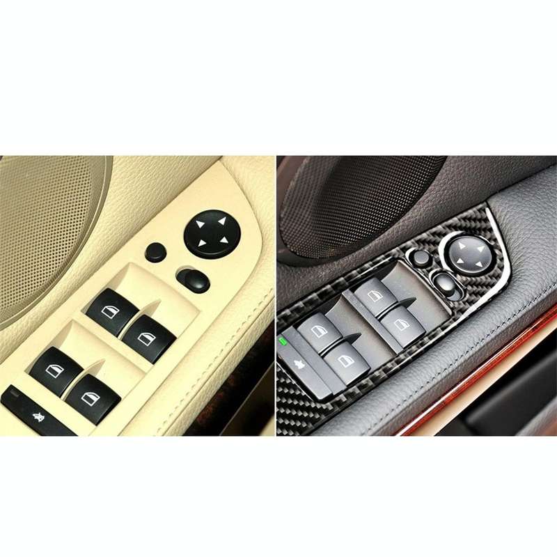 4 PCS Carbon Fiber Car Left Driving Lifting Panel Decorative Sticker with Folding for BMW E90 / 3...
