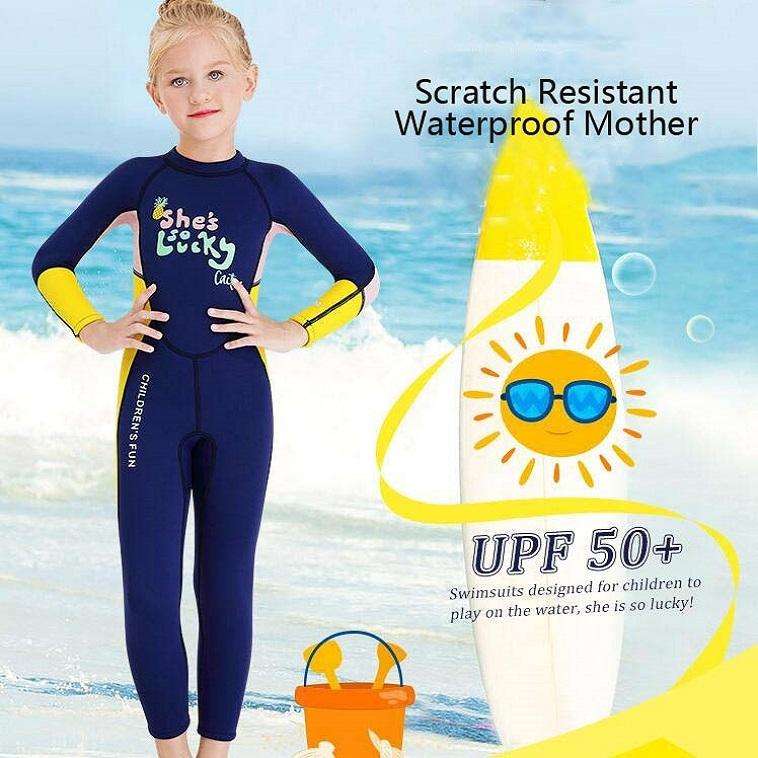 DIVE&SAIL Children Warm Swimsuit One-piece Wetsuit Long Sleeve Cold-proof Snorkeling Surfing Suit...