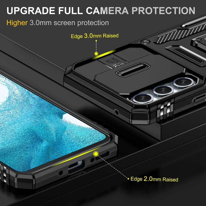 For Samsung Galaxy A54 Armor PC + TPU Camera Shield Phone Case(Black)