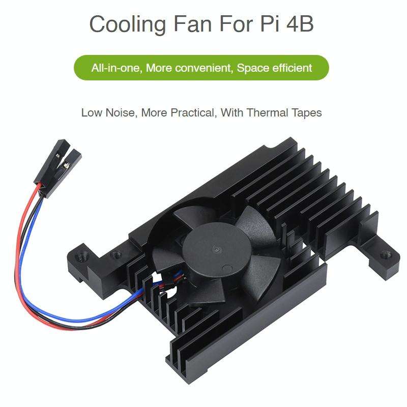 Waveshare Dedicated All-In-One Aluminum Alloy Cooling Fan For Raspberry Pi 4B