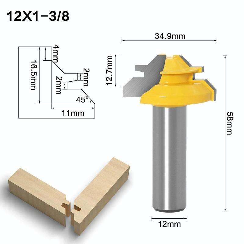 Woodworking Engraving Machine Milling Cutter 45 Degree Jointing Knife, Model: 12x1-3/8mm