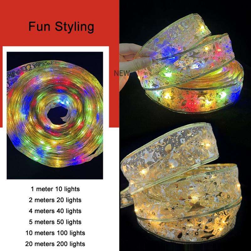 Christmas LED Lights Bronzing Double Ribbon String Lights, Specification: 2m(Silver Warm Light)