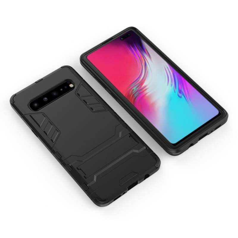 Shockproof PC + TPU Case for Galaxy S10 5G, with Holder(Black)