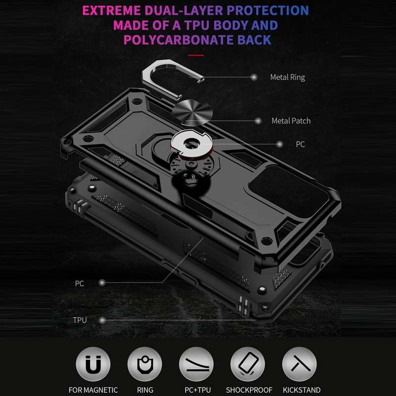 For OPPO A36 / A76 Shockproof TPU + PC Phone Case(Black)