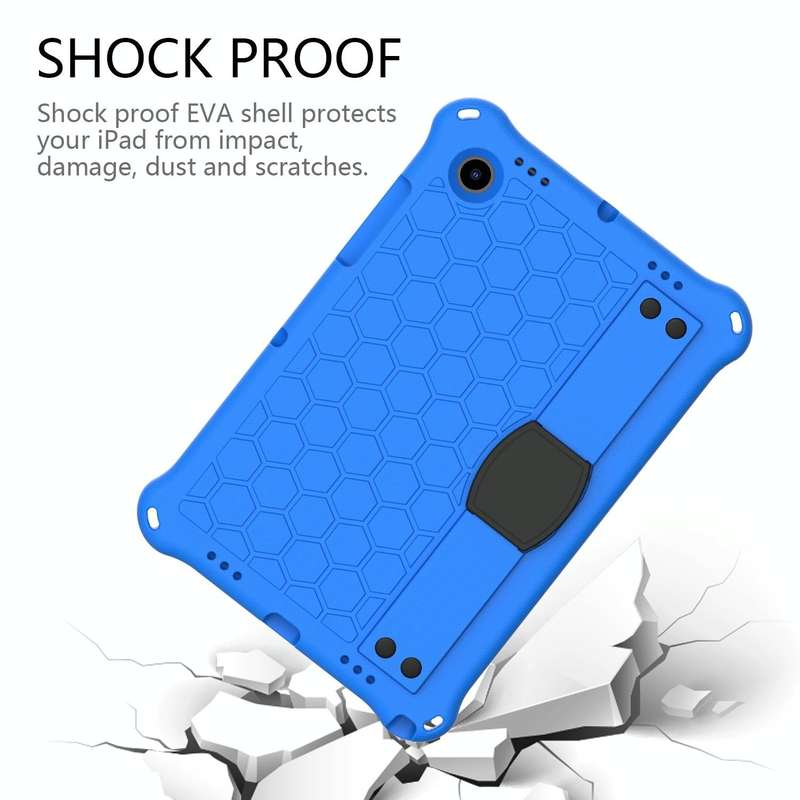 For Galaxy Tab A8 10.5 2021 X200/X205 Honeycomb EVA+PC Tablet Case with Strap(Blue+Black)