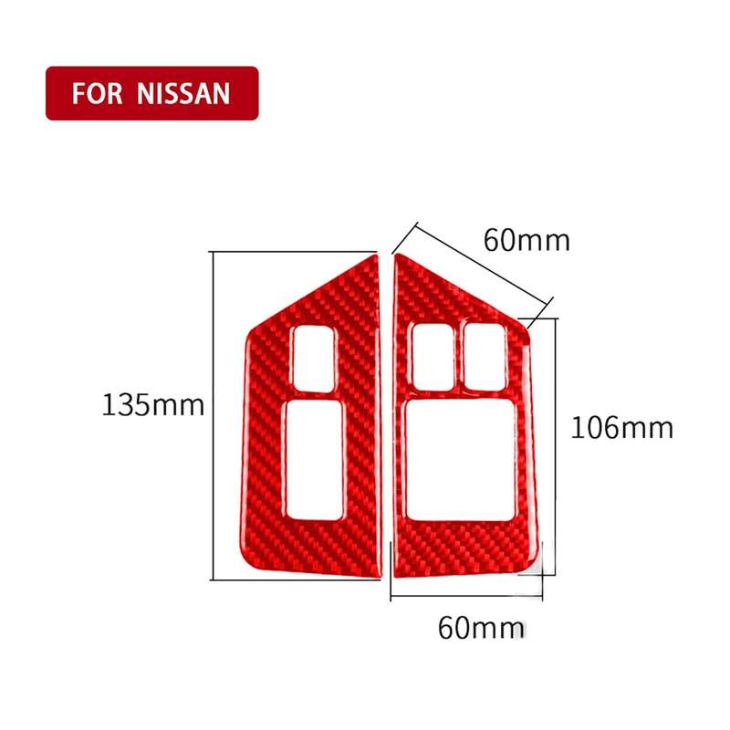 2 PCS / Set Carbon Fiber Car Window Lift Defogger Button Decorative Sticker for Nissan GTR R35 20...