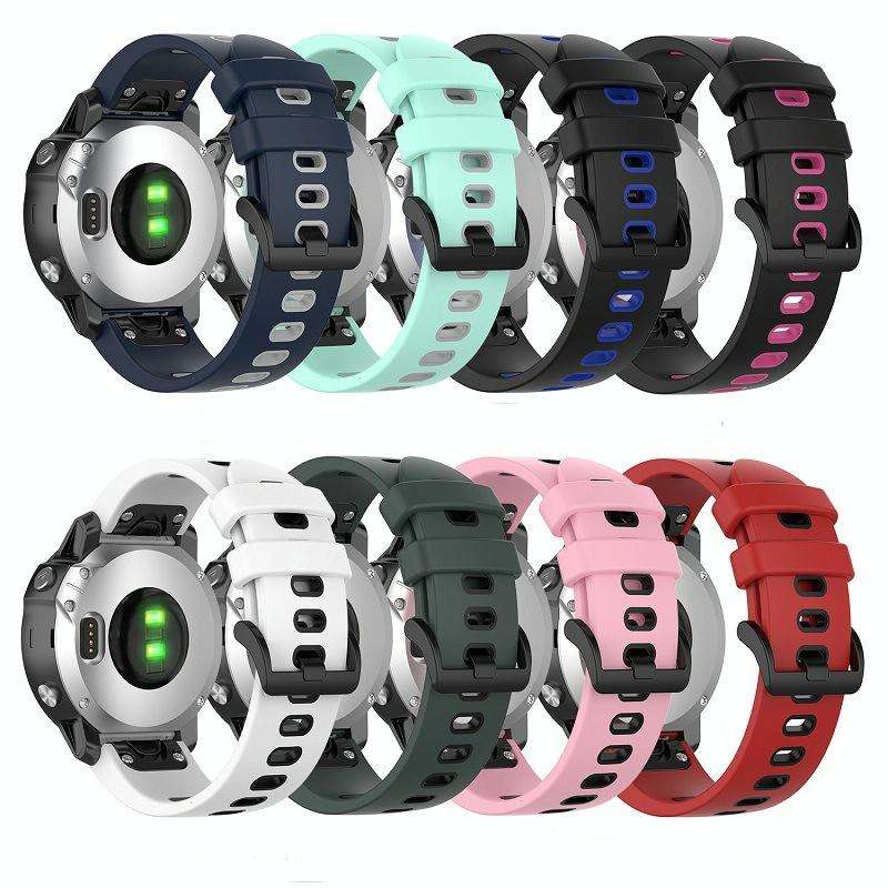 For Garmin Fenix 7X Solar 26mm Silicone Sports Two-Color Watch Band(Red+Black)