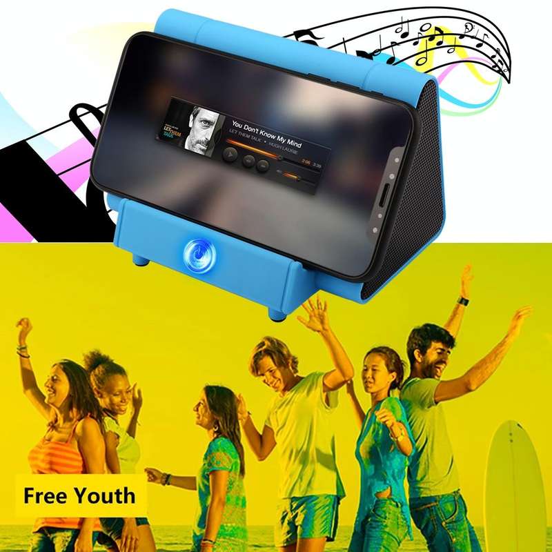 SY317A Portable Phone Stand Wireless Induction Stereo Speaker, Support Hands-free Calls & AUX IN(...