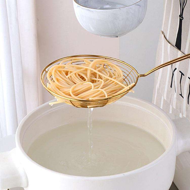 Stainless Steel Colander Noodle Spoon Oil Filter Spoon, Specification: Gold