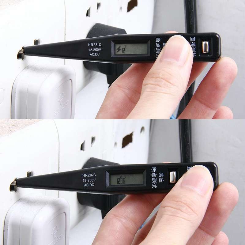 Portable AC DC Voltage Test Pencil Circuit Detector Volt Tester 12-250V Detection(Black)