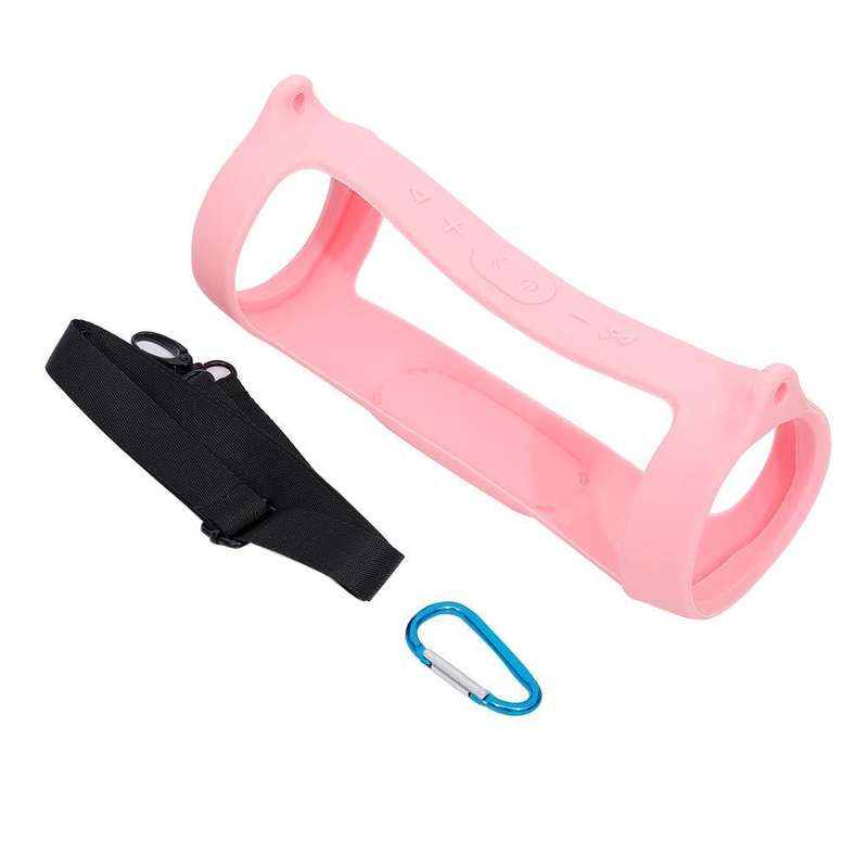 For JBL Charge 4 Bluetooth Speaker Portable Silicone Protective Cover with Shoulder Strap & Carab...