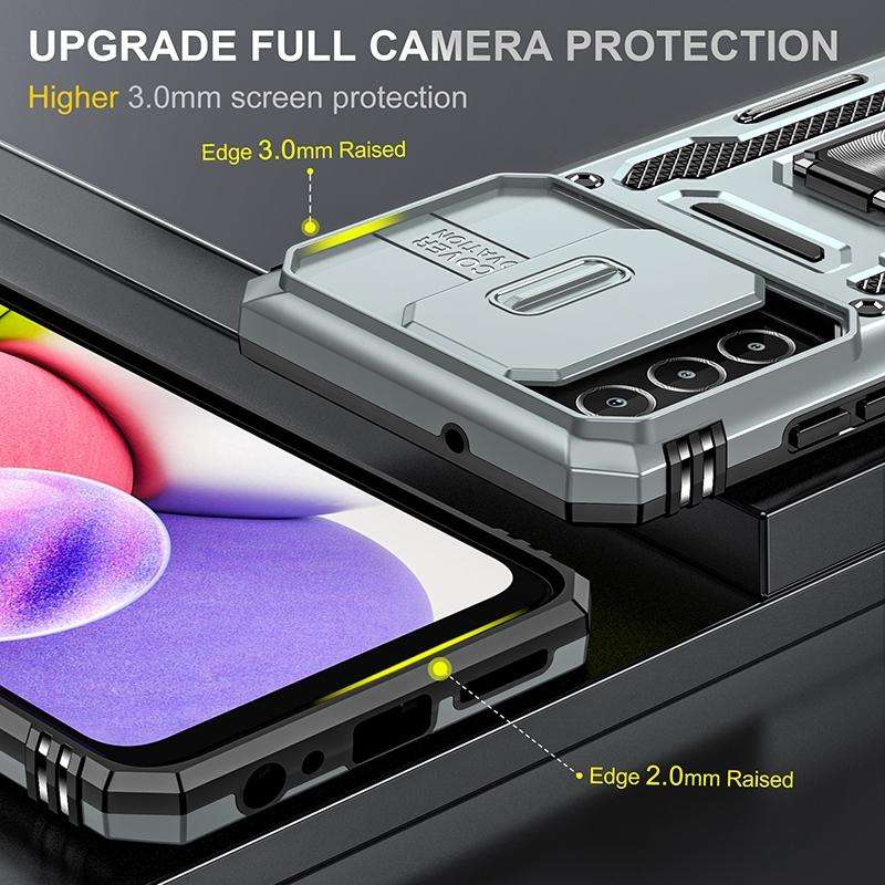 For Samsung Galaxy A03s Armor PC + TPU Camera Shield Phone Case(Grey)