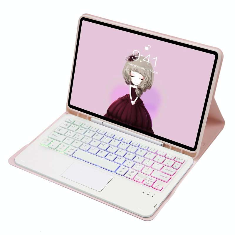 For Samsung Galaxy Tab S6 Lite A610B-AS Candy Color Backlight Bluetooth Keyboard Leather Tablet C...