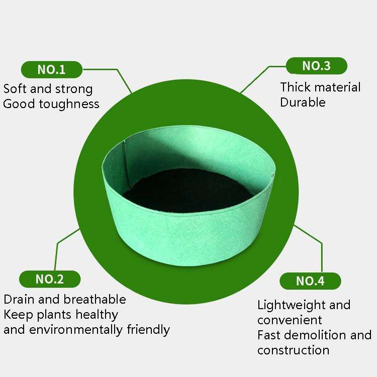 90x30cm 190L Felt Planting Barrel Indoor Outer Round Plant Bag Non-Woven Seedling Bag(Grass Green)