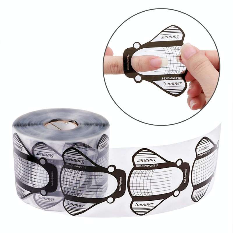 500PCS/Set Nail Art Acrylic UV Gel Tips Extension Builder Form Guide Stencil Manicure Tools(Trans...