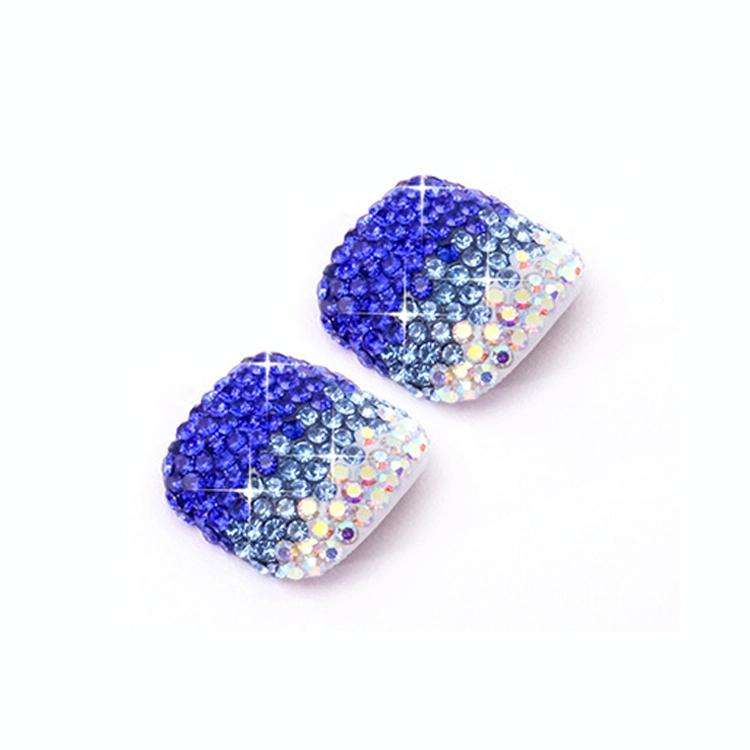 2 PCS Crystal Fake Nail Art Tips Rhinestone Full Cover Toenails Decals Stickers(NO:28)