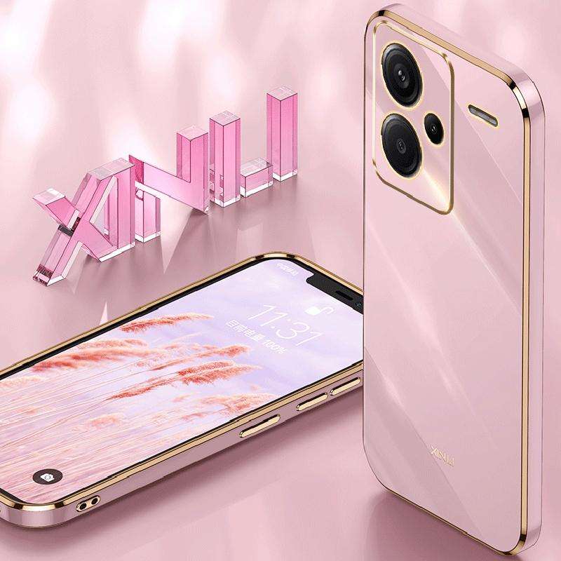 For Xiaomi Redmi Note 13 Pro+ XINLI Straight Edge 6D Electroplate TPU Phone Case(Cherry Purple)