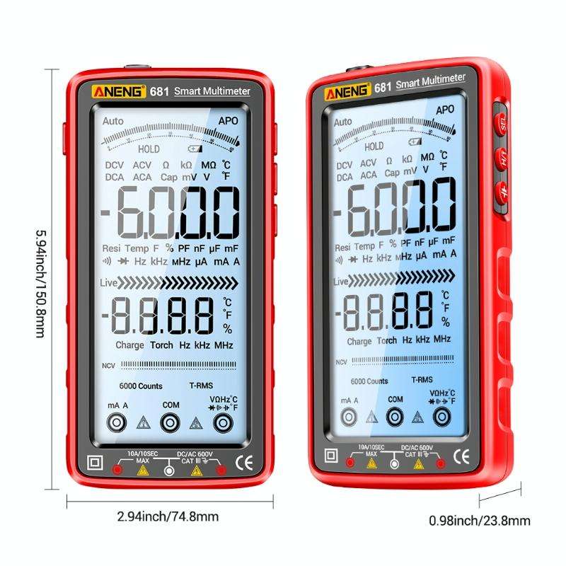 ANENG 681 LCD Digital Display Screen Smart Automatic Range Rechargeable Multimeter(Black)
