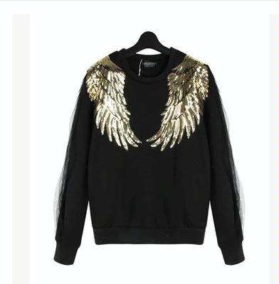 Magic Color A Pair Sequin Feather Wing Shape Clothing Patch Sticker DIY Clothing Accessories, Siz...
