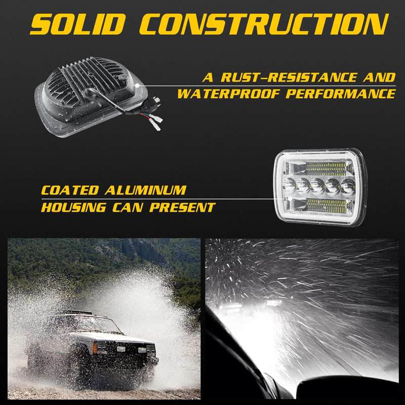 7 inch(5X7)/(7X6) H4 DC 9V-30V 30000LM 200W Car Square Shape LED Headlight Lamps for Jeep Wrangle...
