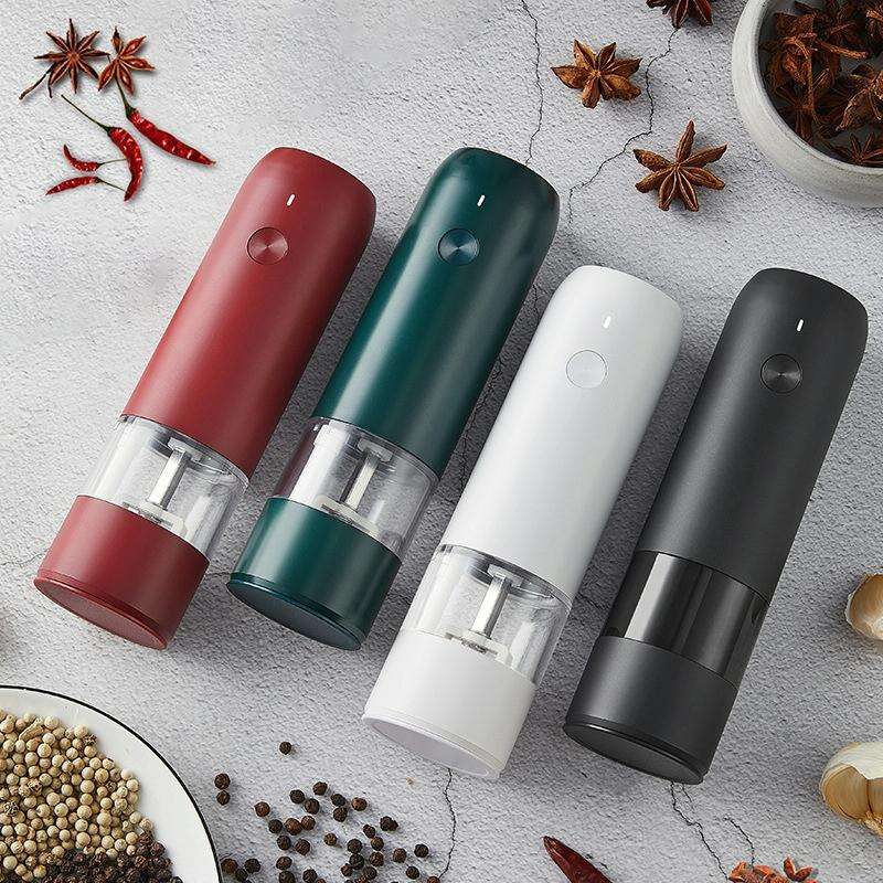 BY800 Electric Black Pepper Grinder Charge-Type Pepper Sea Salt Seasoning Grinder(Agate Red)