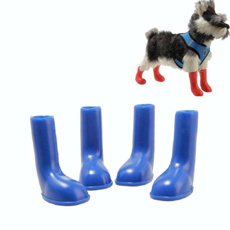 4 PCS/Set Pet Rain Boots Waterproof Non-slip Dog Shoes, Size:M(Blue)