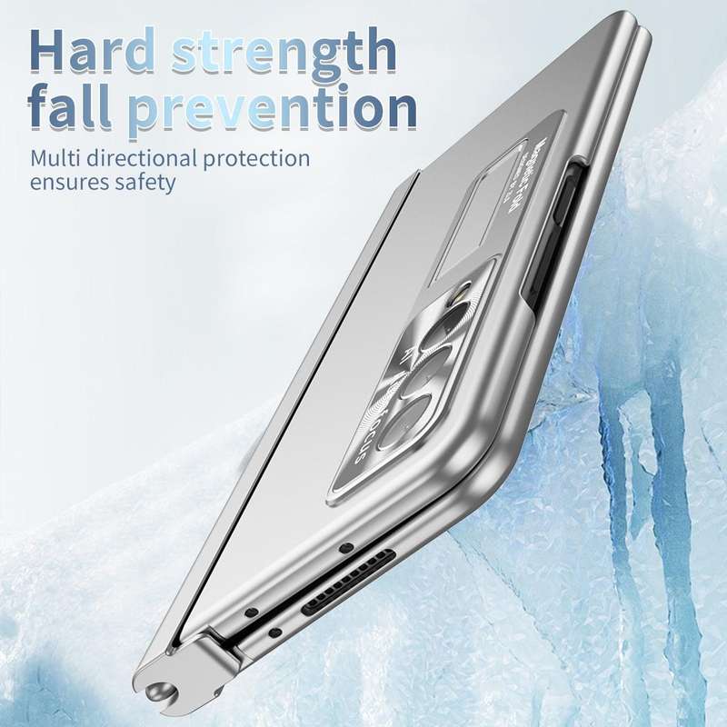 For Samsung Galaxy Z Fold3 5G Electroplating Corrugated Hinge Folding Phone Case with Pen Slot(Si...