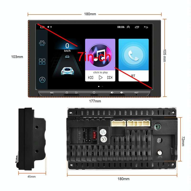 7 inch Carplay GPS Navigation Reverse Integrated Machine, Style: Standard+8 Light Camera(1+16G)