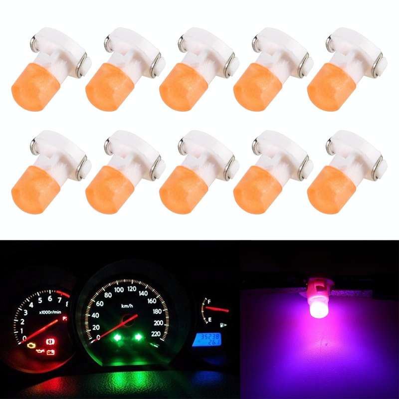 10 PCS 2W T3 Wedge Instrument Panel LED Light Dashboard Gauge Cluster Indicator Lamp Bulb(Pink Li...