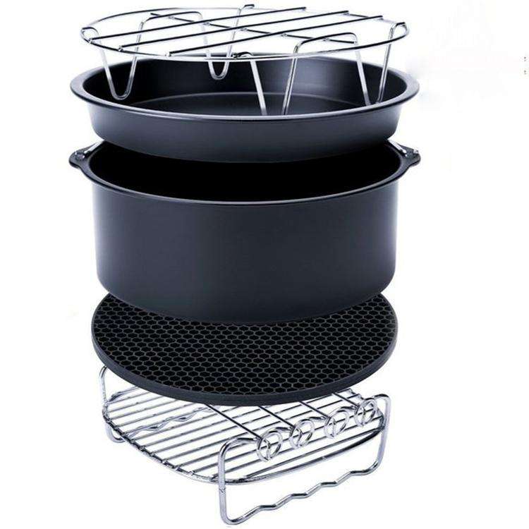 5 in 1 Fryer Accessory Set Multifunctional Air Fryer Set Grill Pizza Pan Five-piece set (round ba...