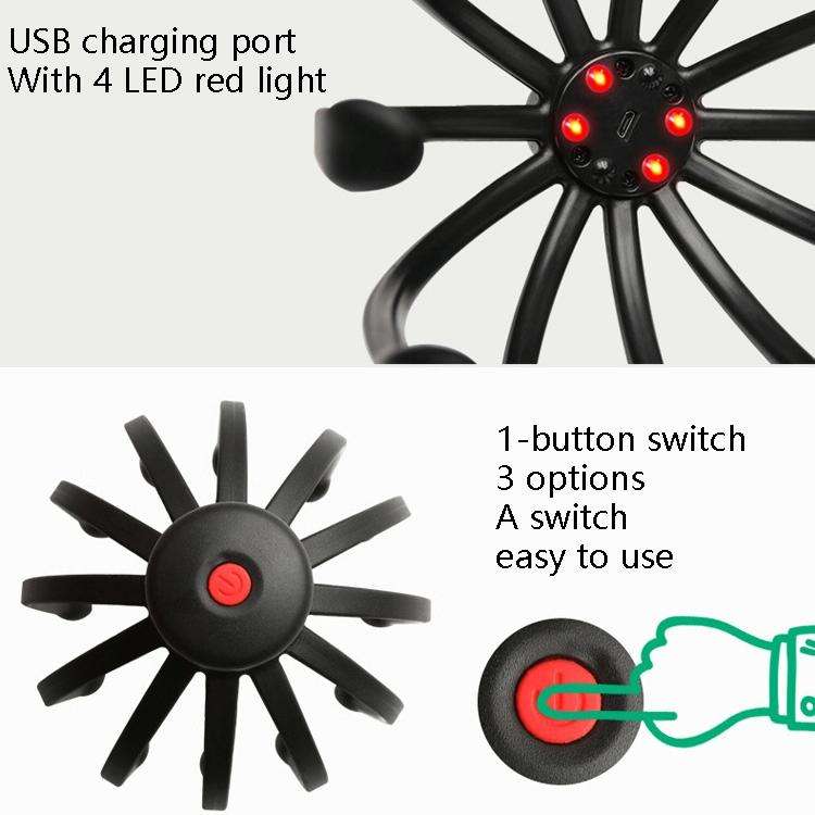 YK-1806 Head Electric Massager Octopus Charging Massage Comb(Black)