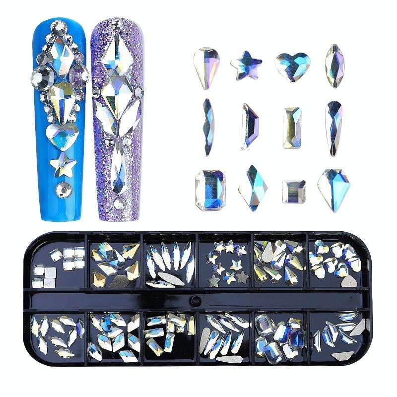 12 Grid Flat Bottom Shaped Nail Rhinestones Nail Decoration, Specification: 21